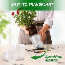 50 Pa Nursery Pots, 7/6/5/4/3.5 H Clear Nursery Pot For Plants, Plastic Plant Pots With Drainage Holes, Seed Starter Garden - Multicolor - View 6