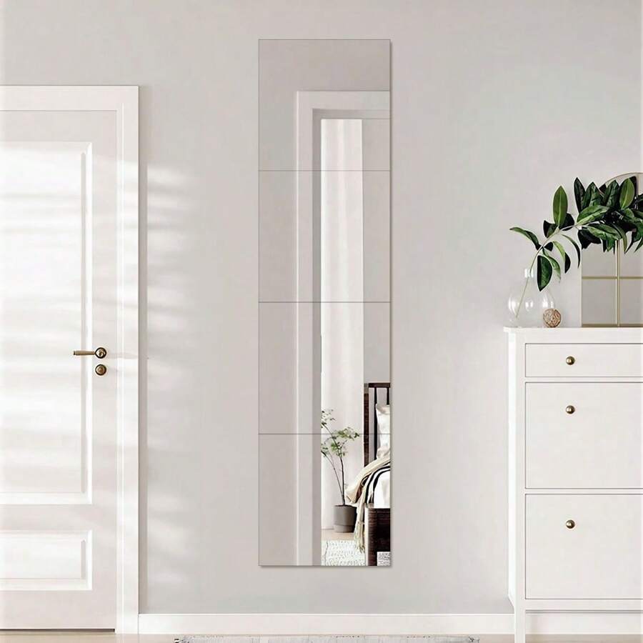 LIVINGANDHOME Living And Home Premium 4pc Acrylic Mirror Tile Set - 30x30cm Shatterproof Wall Mirrors (Decorative, DIY, Home Office) - Clear - View 1