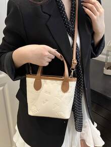 毛绒装饰配件 - 迷你休闲手提包，卡通蝴蝶图案，双顶部手柄，女士百搭单肩斜挎包，抗皱小方包，适合购物