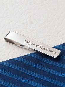 Customized 1pc Men's Tie Clip, Simple Style, Groomsman Proposal Gift Tie Clip, Suitable For Men, Special Occasions, Wedding Gifts - Multicolor - View 3