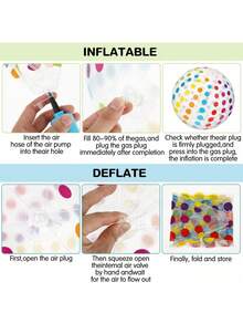 1 /3 Beach Ball, Large Colorful Inflatable Pool Water Toy, Party Decoration, Pool Ball, Summer Lawn, Beach Water Sports Team Inflatable Game, Party Gift, Transparent Inflatable And Easy To Carry, Can Be Blown Up And Deflated - Multicolor - View 3