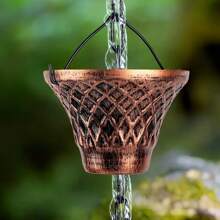 8.5-Foot Copper Bell Shaped Rain Chain With 12 Cups Of Metal Bronze Rain Chain For Drainage Ditches, Suitable For Outdoor Decoration In Yards, Lawns, And Gardens, Easy To Install, Rust Free, And Durable