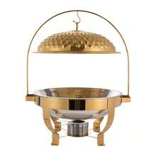 Elegant 8L Stainless Steel Chafing Dish With Diamond Lid And Gold Finish For Buffets, Parties, And Gatherings - Gold - View 7