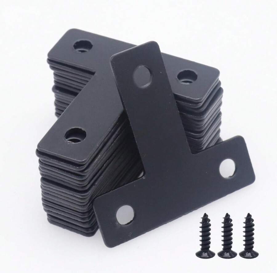 20pcs T Flat Shape Braces Corner Bracket, 40x40 Mm Decorative Corner Brackets Mending Plate, Stainless Steel T-Shaped Bracket For Wood Furniture Fixing - Multicolor - View 1