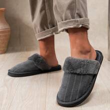 Fashionable New Couples' Slip-On House Slippers, Comfortable Warm Noiseless Basic Solid Color Fabric Couple Indoor Slippers, Spring/Autumn/Winter - Brown - View 6