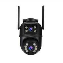 closeli 双镜头无线安全摄像头 - 2.4GHz、IPX5、AI 运动跟踪、彩色夜视、双向音频、运动报警、旋转/倾斜、视频监控、闭路电视监控、支持 SD 卡/云存储（云存储需要付费）、家庭和企业摄像头安全