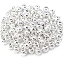 3-14mm Gold Metal Plated CCB Round Seed Spacer Beads Fit Women Jewelry Making Diy Handmade Accessories - Silver - View 13