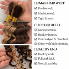 Human Braiding Hair P4 27# Balayage Deep Wave Bulk Human Hair 12A Bulk Braiding Hair For Boho Braids 16 Inch 100g 2Bundles Wet And Wavy No Weft Hair Extensions01 - Balayage(P4/27#) - View 4