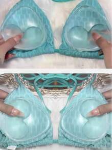 2 Pcs Transparent Silicone Push-Up Bra Inserts, Reusable Soft Bra Cups To Enhance Bust Lift For Bras, Swimwear, Bikinis, Helping Lift And Enhance Bust, Washable Silicone Material, Bra Accessories For Evening Gowns And Party Wear