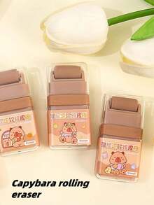 1pc/3pcs/5pcs Funny Capybara Shape Pencil Eraser - Roller Eraser, Easy To Use, Luxurious For Office, Party Such As Random Items, School Supplies, Eraser, Office Supplies>, Pencils, Back To School Supplies, Capybara, Back To School Season, Back To School Easter, Easter Gifts, Christmas, Halloween Essential Teacher Stationery, Boy Gifts, Girl Gifts, Fit For Graduation Season, Eid Al-Adha, Independence Day, Back To School Season, Soft Label - Multicolor - View 4