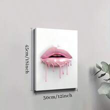1Pc Solid Wood Frame Canvas Poster, Pink Drip Lips Girl Preppy Decor Theme Large Canvas Wall Art, Artwork Wall Painting For Gift, Bedroom, Office, Living Room, Cafe, Bar, Wall Decor, Home And Dormitory Decoration Ready To Hang - White - View 7
