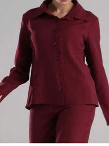 BELLA ELISA White Formal Shirt Excellent Quality / Factory Price New Release / Minimalist Style / Shirt With Front Button - 紅木色 - 查看 3