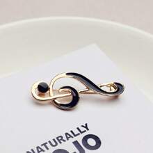 1 pieza Broche minimalista de moda con nota musical de aceite goteante negro, adecuado para uso diario y festivales de mujeres, pasador decorativo