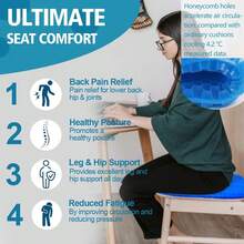 Gel Seat Cushion (20"X20"X2") For Long Sitting, Super Large Gel Cushions For Elderly Pressure Relief, Office/Desk Chair, Wheelchair, Car & Airplane Seat, Couch, Stadium Cushion Pads - 藏蓝色 - 查看 6