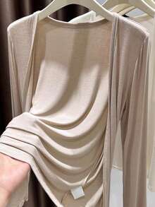 Vera Lane Women's Spring/Summer Cardigan Top, Y2K Casual Cute Style Versatile Solid Color Knit Cardigan Jacket, Suitable For Concerts And Other Occasions, Lightweight And Versatile, Great For Valentine's Day And Carnival - Milk Coffee Color - View 5