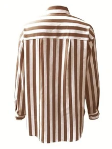 Women 2025 Summer Long Sleeve Tops Work Blouses Vacation Outfits Spring Clothes - Brown - View 4