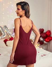 Women's Camisole Chemise Nightgown - Army Green - View 6