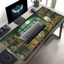 Black Cat Gaming Mouse Pad Retro Plants Mousepads Extended Large Desk Mat With Stitched Edge Non-Slip Rubber Base Desk Accessories For Home Office Decor Desk Pad 35.4x15.7 Inch Perfect Gift For Men Women - Multicolor - View 2