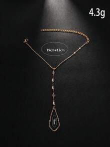 1pc New Minimalist Elegant Summer Fashion Rhinestone Hand Chain & Finger Ring Bracelet For Women