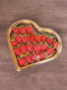 6 件心形塑料盖托盘 - 多用途大容量零食容器，适用于水果、寿司、蔬菜、沙拉和奶酪。托盘 - 透明设计，带金色边框 - 非常适合派对、节日和礼物 - 彩色 - 查看 8