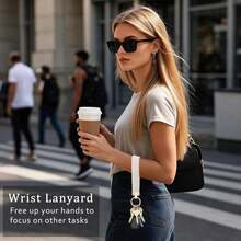 Wristlet Keychain For Women Men, Cute Car Key Chain, Braided Wrist Strap Lanyard For Keys ID Badges - Khóa đen+đen - Xem 4