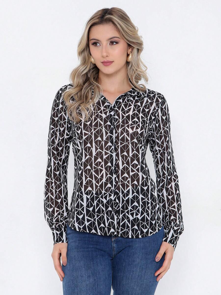 Crepe Long Sleeve Shirt