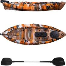 Fishing Kayak For Adults,12FT Sit On Top Kayak With Paddle, Comfortable Adjustable Seat, Durable Hard Shell Recreational Ocean Kayak For Lake River Sea - Orange & White - View 1
