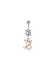 1 bucată culoare argintie culoare auriu-roz douăsprezece constelații zirconia sexy lung inel pentru buric piercing din oțel chirurgical femei inel pentru buric