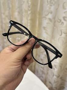 1 件女士休闲复古方形小框黑色平光眼镜，适合日常通勤和街头摄影 - 1pc 黑框白平 - 查看 5