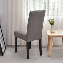 Grey Chair Covers For Dining Room 6 Pack,Stretch Spandex Parsons Chair Slipcover Set Of 6,Washable Anti-Dust Chair Seat Cover For Kitchen,Wedding,Party - Dark Grey - View 5
