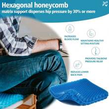 Gel Seat Cushion (20"X20"X2") For Long Sitting, Super Large Gel Cushions For Elderly Pressure Relief, Office/Desk Chair, Wheelchair, Car & Airplane Seat, Couch, Stadium Cushion Pads - 藏蓝色 - 查看 2