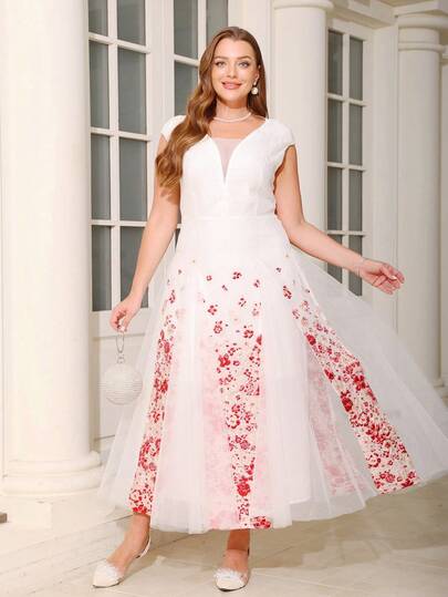 Váy Maxi dự tiệc cưới sang trọng bằng vải lưới Organza Jacquard sang trọng dành cho nữ