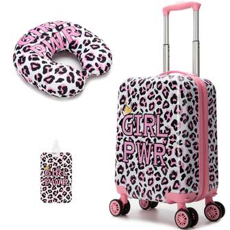 16Inch Kids Luggage Case Set 2 Pieces Suitcase Set Hardside Luggage With Spinner Wheels Boys Girls Carry On Toddler Luggage Travel Rolling Luggage Carry On Luggage Airliwne Approved With Neck Pillow (The Neck Pillow Handle Is Shipped Randomly)