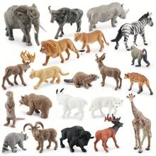 Set da 12 pezzi/9 pezzi/11 pezzi/21 pezzi di statuine di animali in miniatura simulate come leone, elefante, giraffa, tigre, zebra, rinoceronte bianco, orso grizzly, antilocapra, alce, bisonte, procione, giocattoli ornamentali divertenti per bambini di età 3+ per l'istruzione scientifica e la cognizione, regalo di compleanno