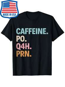 Women Caffeine PO Q4H PRN Funny Doctor Nurse Prescription T Shirt - Black - View 1