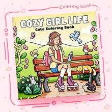 [Must-Have For Hand Painting]: Cozy Girl Life - Coloring Book, Presents Beautiful Scenes In A Minimalist Art Style, Helps You Easily Color And Express Your Unique Creativity In A Relaxing Way. Even On A Busy Day, You Can Relax And Immerse Yourself In Nature. Suitable As A Gift For Mother's Day, Father's Day, Children's Day