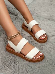 Kate Miuch 春夏新款凉鞋拖鞋女鞋外穿韩版时尚网红百搭ins风沙滩凉鞋夏季鞋子女白色露趾平底凉鞋