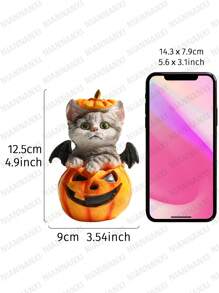1 pièce Figurine de chat d'Halloween mignonne, statue de chaton de citrouille en résine Calico, décoration d'intérieur de style bohème, décoration de chambre, décoration intérieure, ambiance décorative pour les fêtes, Halloween, décoration de maison