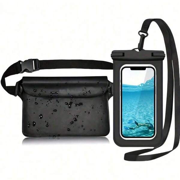 2 pièces Sac étanche + Étui de téléphone, Étui étanche Sac sec, Convient pour la dérive, la plage, la natation, l'aviron, le kayak, la randonnée, la protection des téléphones, les essentiels de plage, les accessoires de plage, le flotteur de piscine