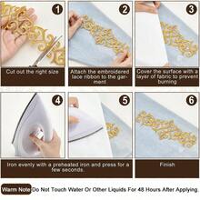 1M/Roll Golden Lace Trim Ribbons Embroidered Polyester , Metallic Lace Ribbons Crafts DIY 35mm Wide Iron On Flower Lace For Costumes Dress Decoration,The Back Contains Hot Melt Adhesive - Multicolor - View 5