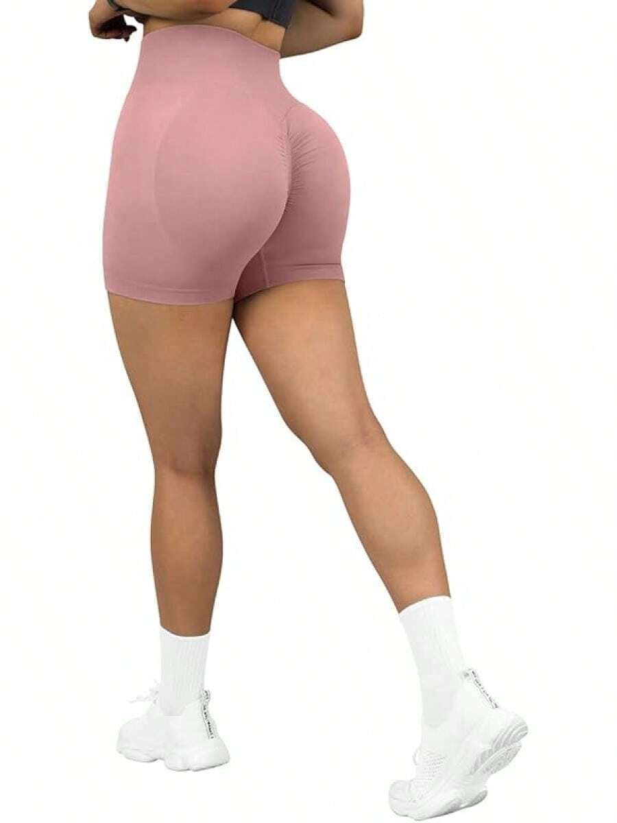 Seamless High Waisted Booty Shorts For Workout - 3" Rosa - Ver 1