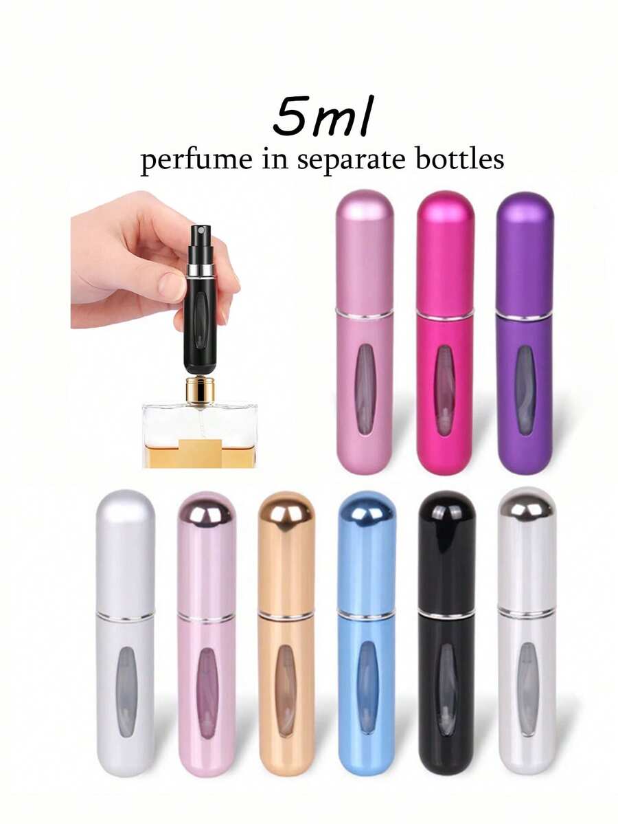 1/4件夏季香水瓶高级便携式化妆品瓶男女香水分装喷雾瓶细腻水雾可重复使用迷你底部灌装香水分装工具适合旅行便携5ml - 彩色 - 查看 1
