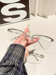 Classic Men's Metallic Plain Glass Eyeglasses