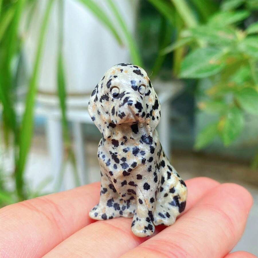 1 peça de cachorro de pedra natural manchada, filhote de labrador de de quartzo, decoração de cachorro manchado esculpido à mão, acessórios para casa, chakra de , cura de , limpeza espiritual, presente para homens, mulheres e crianças, dia dos namorados, 4 cm, tamanho de envio aleatório