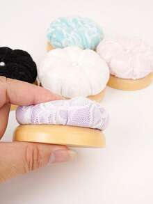 Handmade Lace Pumpkin Pin Cushion With Solid Wood Base – Vintage Sewing Accessory - Multicolor - View 4