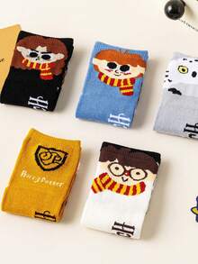 10 Pairs Of Children's Harry Potter-Themed Socks, Including Knee-High Socks For Girls And Breathable Thick Cartoon Socks For Boys - Multicolor - View 5