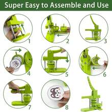 Máquina para hacer botones, 100 juegos, para hacer insignias, para regalar a la familia, 58 mm/2,28 pulgadas - Verde - Ver 9