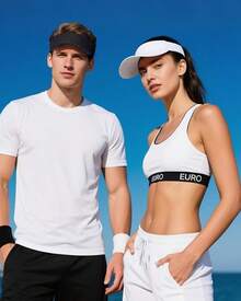 M6YH  Visors Women Mens Visor Hats Sports Outdoor Tennis Running Adjustable Beach Cap - White - View 6