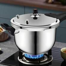 304 Stainless Steel High Pressure Cooker, Household Anti-Explosion Handles Pressure Cooker, Suitable For Natural Gas Stove And Induction Cooktop, Commercial Large Capacity High Pressure Cooker - Silver - View 2
