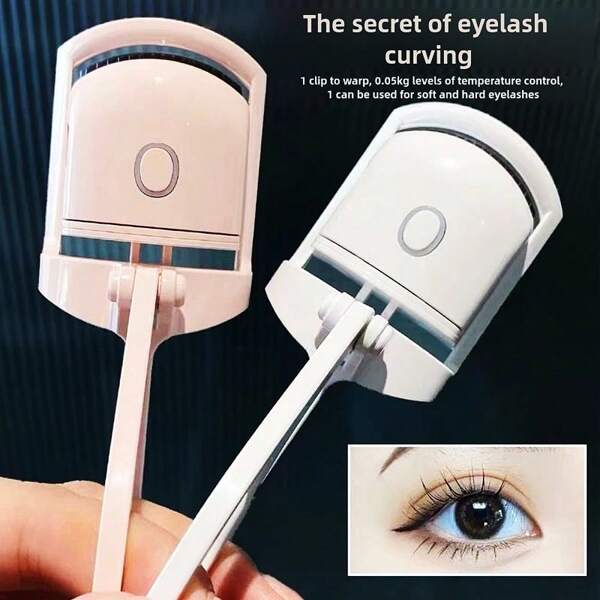 USB Rechargeable Electric Eyelash Curler - Fast Heating, Household Electric Eyelash Curler, Electric Heating Silicone, Anti-Scalding Design, Long-Lasting Curl With Digital Display, White, Heated Eyelash Curler Rechargeable,Portable Makeup Tools.